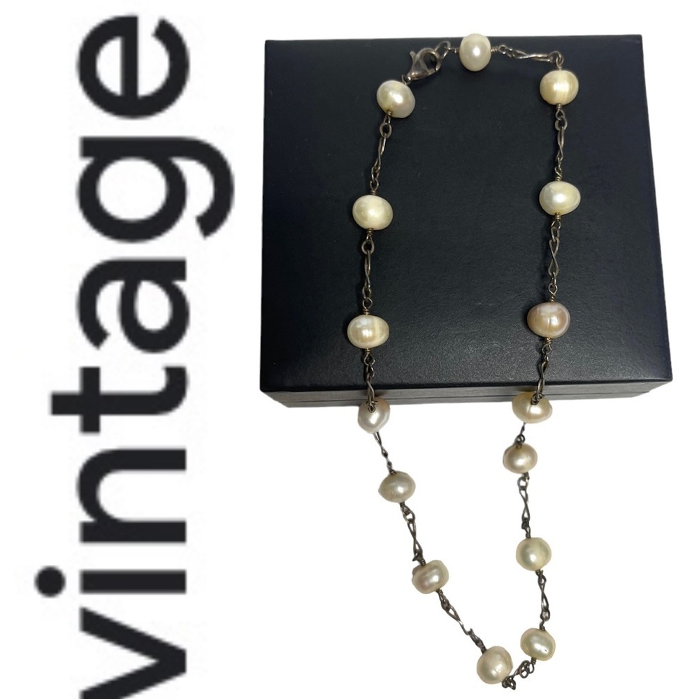 Vintage 90’s BlueFish Sterling Silver Pearl Necklace